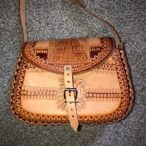 Authentic Hand Woven Leather Aztec Purse